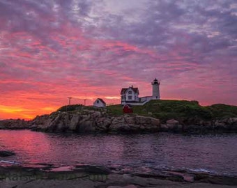 Nubble Lighthouse, York, Maine Sunrise,  Color Photograph