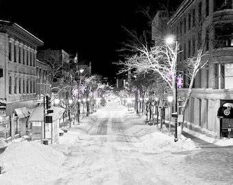 State Street Madison, Wisconsin Selective Color Black and White Photograph