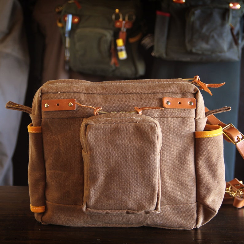 Waxed Canvas and Leather Fly Fishing Bag with Creel Style Etsy