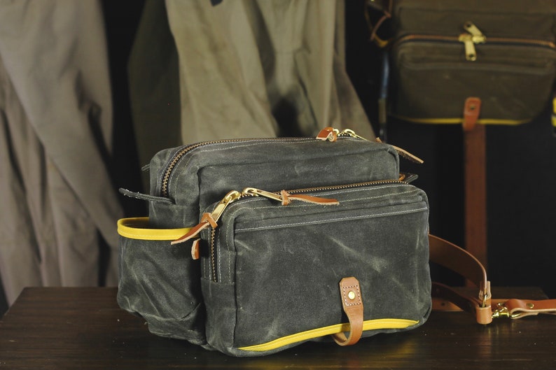 Waxed Canvas and Leather Fly Fishing Bag With Front Mounted Etsy
