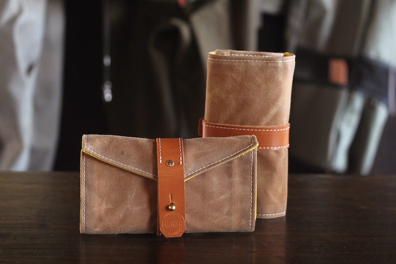 Waxed Canvas and Leather Fly Fishing Leader Wallet Etsy