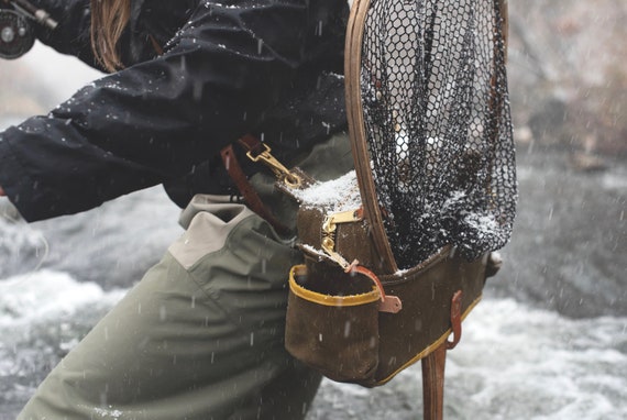 Minimalist Waxed Canvas and Leather Fly Fishing Bag With Front