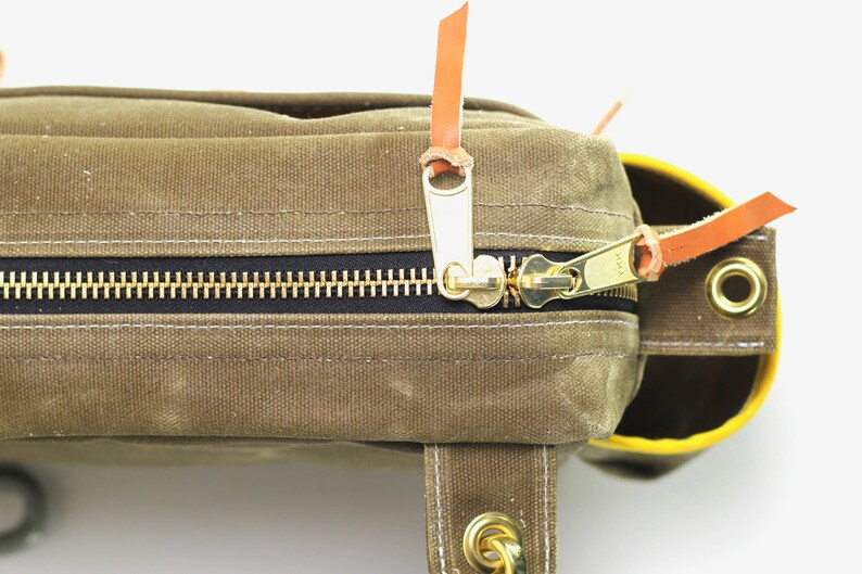 Minimalist Waxed Canvas and Leather Fly Fishing Bag With Front Mounted