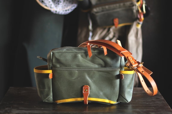 Buy Minimalist Waxed Canvas and Leather Fly Fishing Bag With Front Mounted  Net Slot and Creel Style Strap Olive Online in India 