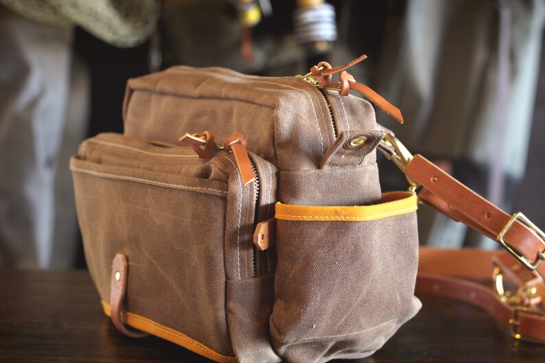 Waxed Canvas and Leather Fly Fishing Bag with Front Mounted Etsy