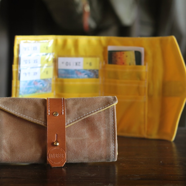 Waxed Canvas and Leather Fly Fishing Leader Wallet