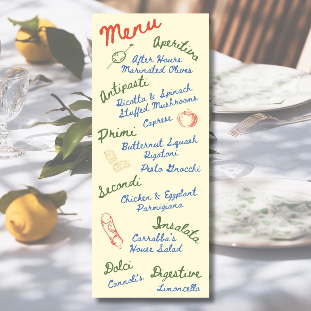 Aesthetic Italian Dinner Menu Template (digital Download) - Etsy