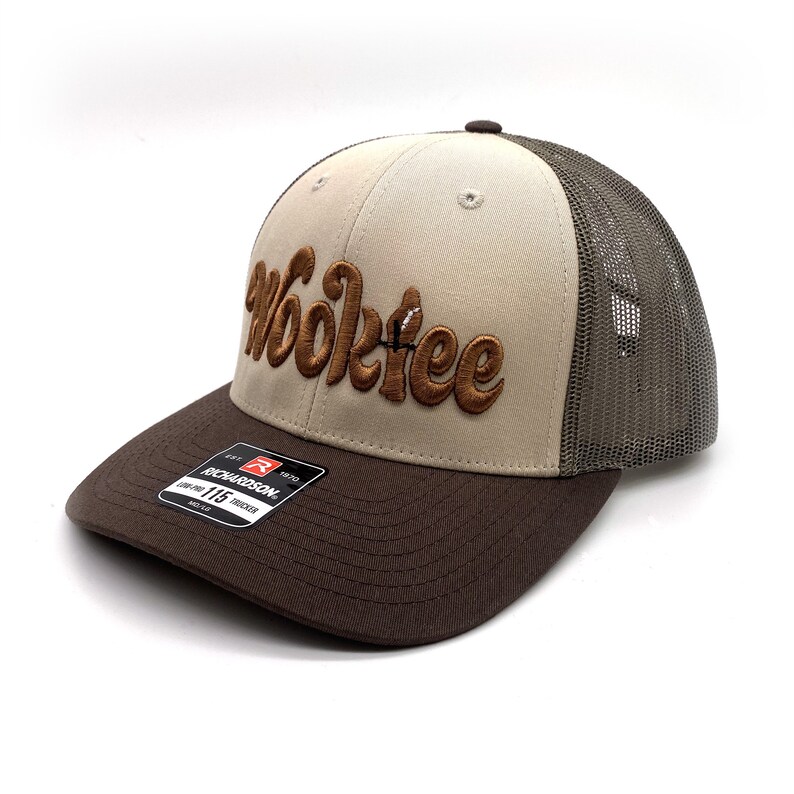 Wookiee Font Embroidered 3D Puff Letter Trucker Cap Hats tan/loden/brown by Gnarly Etsy