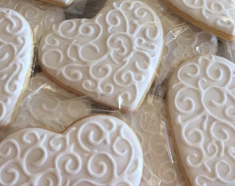 Wedding Heart Sugar Cookies (one dozen)