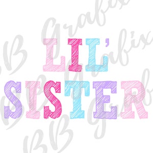 Digitale Png Datei - Schwesterchen - Pink, Lila & Blau - Babymitteilung - Sublimationsdesign - DTG Druckbar - SOFORTIGER DOWNLOAD