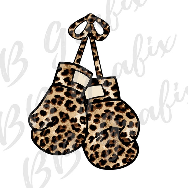 Digital Png File - Boxing Gloves - Cheetah Leopard - Girl - Sublimation Design - DTG Printable - Clip Art - INSTANT DOWNLOAD