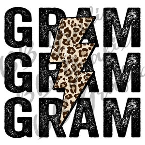 Digital Png File Gram Stacked Distressed Cheetah Leopard Bolt Printable Waterslide Iron On  Sublimation Design INSTANT DOWNLOAD