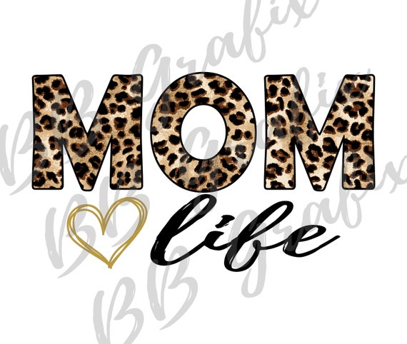Download Digital Png File Mom Life Leopard Cheetah Gold Heart | Etsy