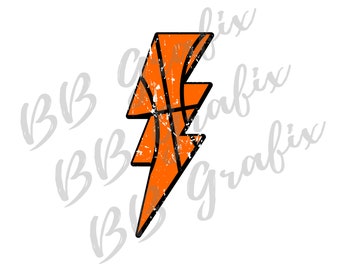 Digital Png File Basketball Distressed Lightning Bolt Clip Art Printable Waterslide Iron On  Sublimation Design INSTANT DOWNLOAD