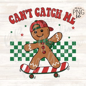 Digitale Png-Datei Can't Catch Me Retro Lebkuchen Junge Ball Cap Kinder lustig druckbare Sublimation Dtf Dtg Design SOFORTIGER DOWNLOAD
