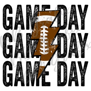 Digital Png File Game Day Football Stacked Distressed Lightning Bolt Printable Waterslide Iron On  Sublimation Design INSTANT DOWNLOAD