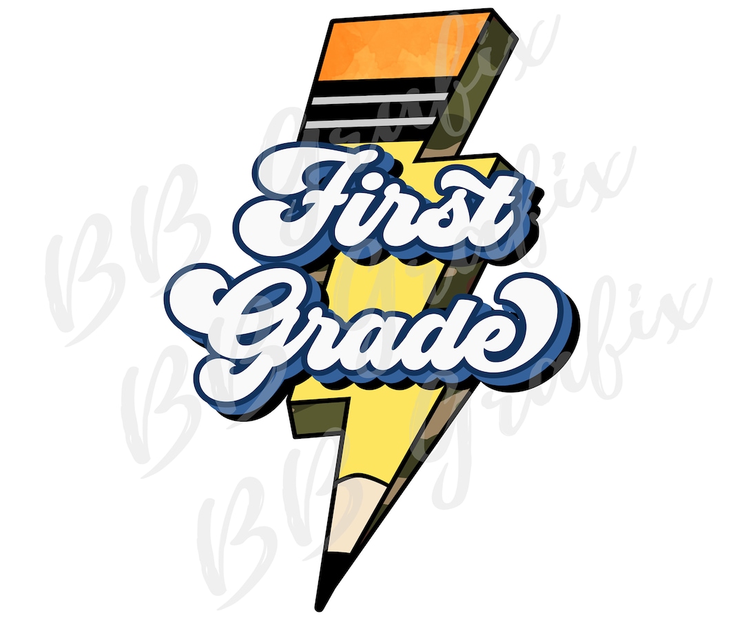 First Grade Thumbnail Digital Png File First Grade 1 Pencil Camo Camouflage Lightning Bolt ...