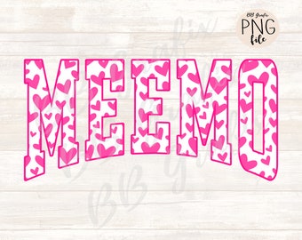Digital Png File Meemo Hearts Valentine's Day Printable Sticker Sublimation Dtg Dtf  Design INSTANT DOWNLOAD