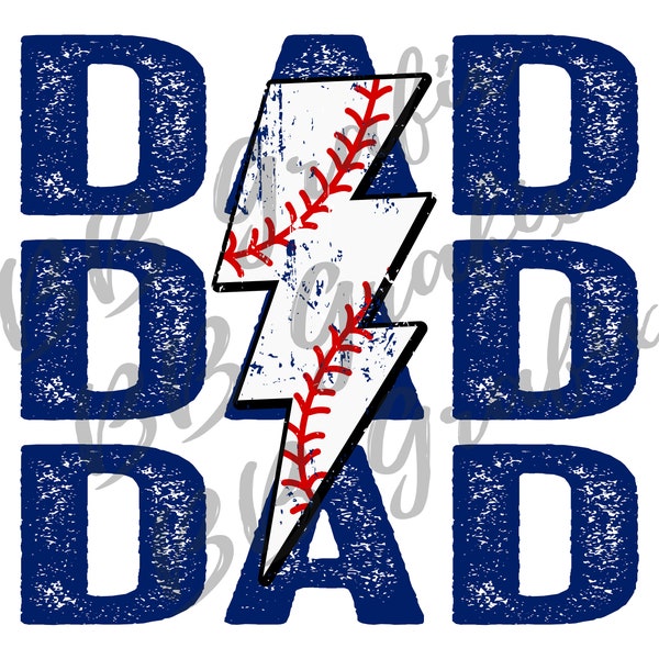 Digital Png File Baseball Dad Stacked Distressed Lightning Bolt Printable Waterslide Iron On  Sublimation Design INSTANT DOWNLOAD