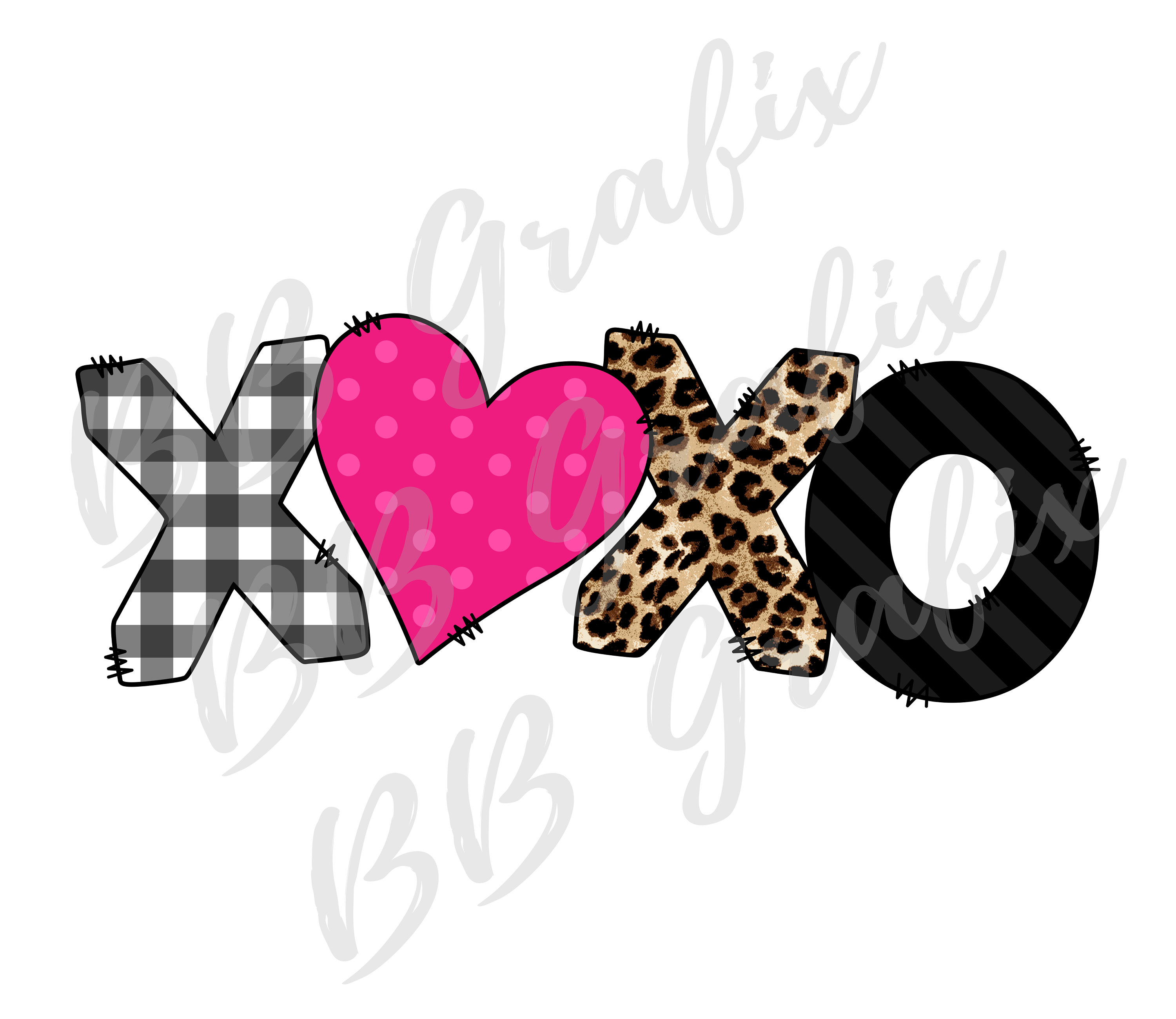 Black Stripes Floral Valentine/'s Clip Art Sublimation Print adn Cut Design XOXO Heart Gold INSTANT DOWNLOAD Leopard Digital Png File