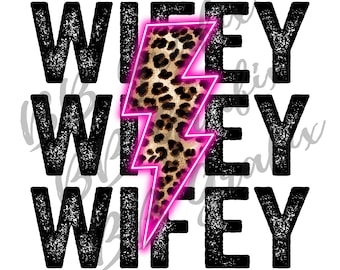 Digitale Png-Datei Wifey Pink Gestapelt Gepard Leopard Neon Blitz Bolt Druckbare Wasserschiebefolie Sublimationsdesign INSTANT DOWNLOAD