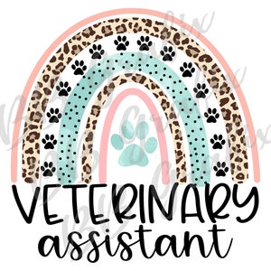 Digital Png File Veterinary Assistant Rainbow Heart Blush Leopard Cheetah Vet Printable Waterslide Art Sublimation Design INSTANT DOWNLOAD