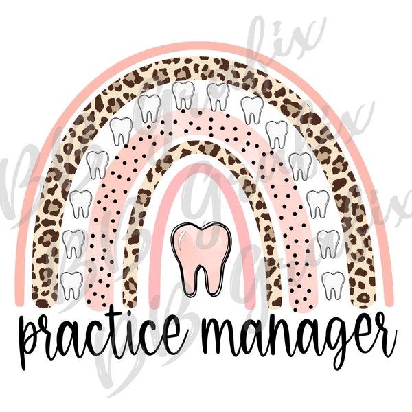 Digital Png File Practice Manager Tooth Rainbow Leopard Dental Printable  Waterslide Clip Art Sublimation Design INSTANT DOWNLOAD