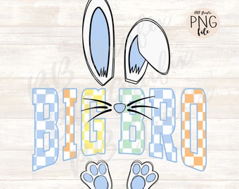 Digital Png File Big Bro Easter Checker Boy Bunny Rabbit Printable Waterslide  Dtf Dtg Sublimation Design INSTANT DOWNLOAD