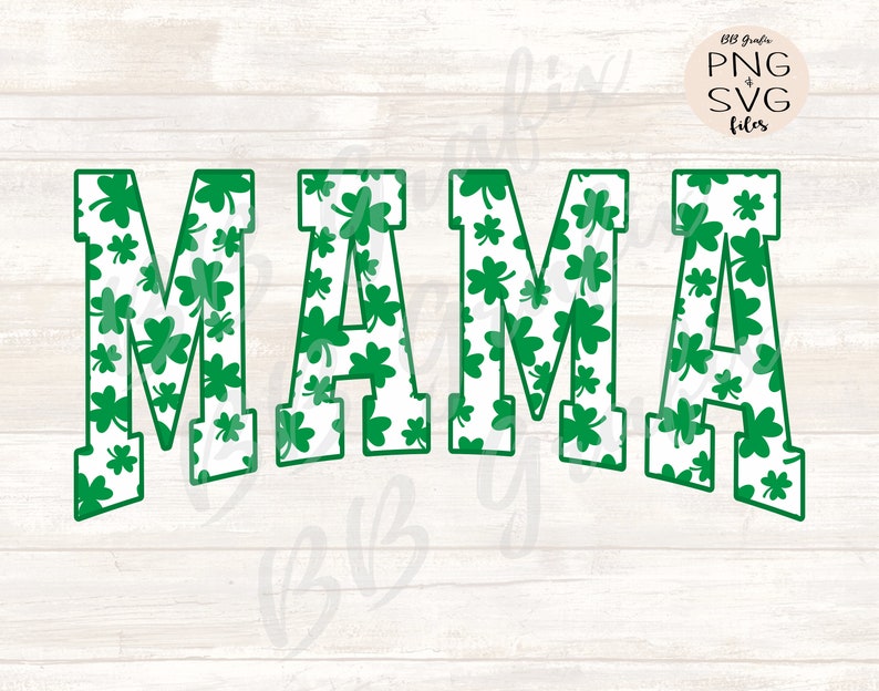 Digitale Png-bestand Mama Shamrock Clover St. Patty's St. Patrick's Day Ierse afdrukbare sublimatie Dtg Dtf Design INSTANT DOWNLOAD afbeelding 1