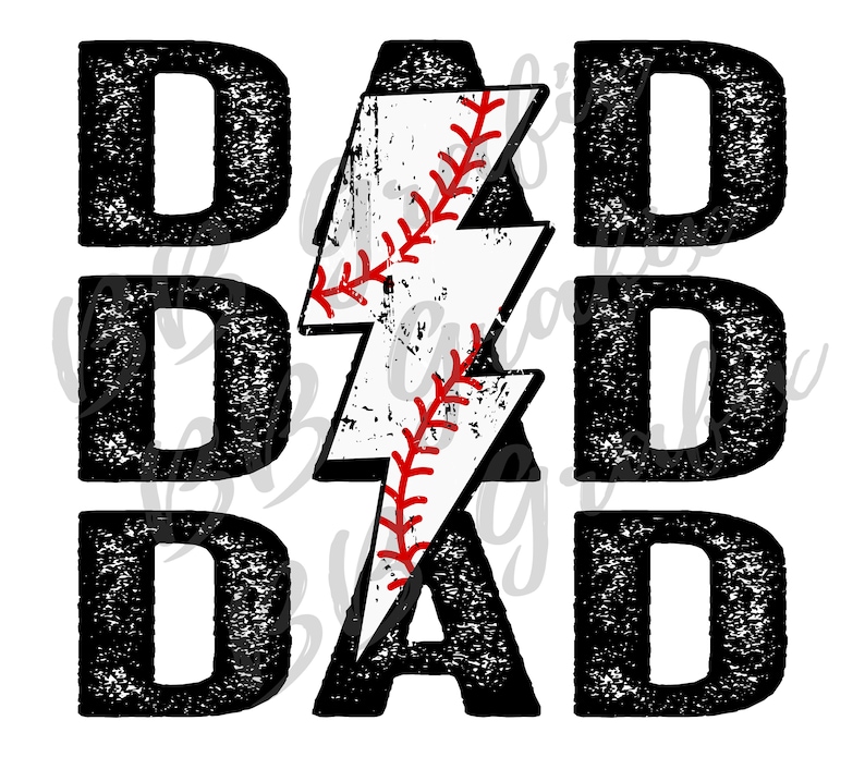 Digitale Png-Datei Baseball T-Ball Dad Stacked Distressed Blitz Bolt Druckbare Wasserschiebefolie Aufbügeln Sublimation Design INSTANT DOWNLOAD Bild 1