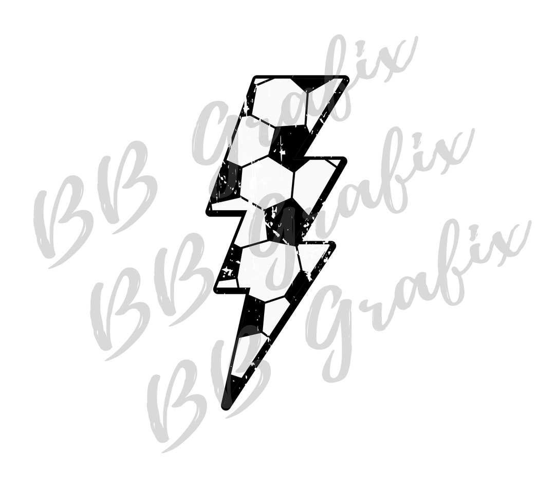 Digital Png File Soccer Ball Distressed Lightning Bolt Clip Art