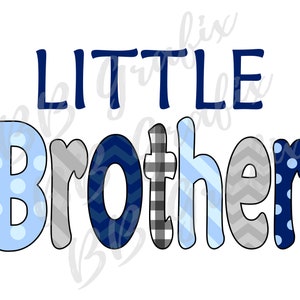 Digitaal png-bestand - Little Brother blauw en grijs broer of zus Chevron strepen stippen - kinderen sublimatie ontwerp illustraties - INSTANT DOWNLOAD