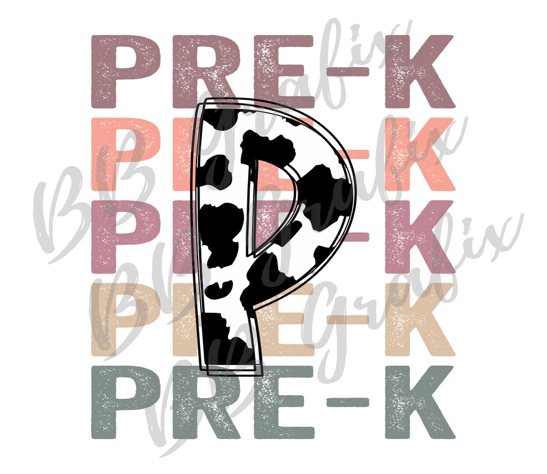 Digital Png File Pre-k Prekindergarten Stacked Cow Print Back to School ...