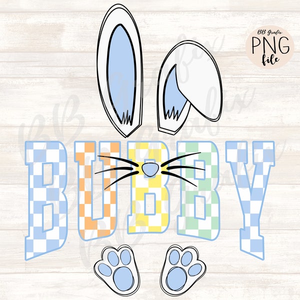 Fichier numérique Png Bubby Pâques Checker Boy Bunny Rabbit toboggan aquatique imprimable Dtf Dtg Sublimation Design TÉLÉCHARGEMENT IMMÉDIAT