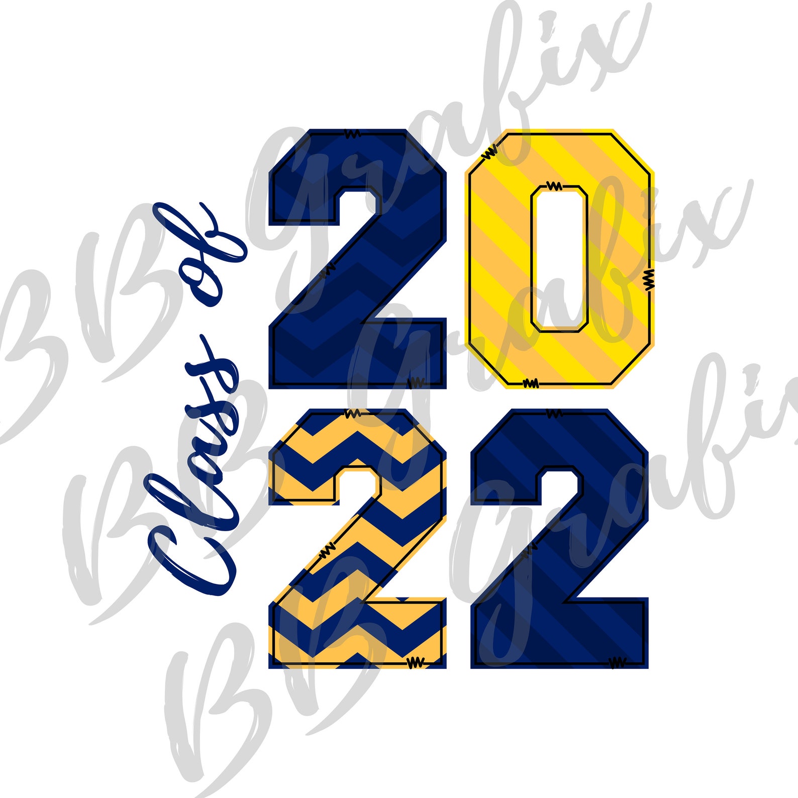 Digital Png File Class of 2022 Navy Blue & Yellow-Gold | Etsy