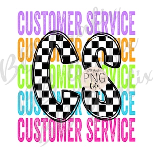 Digital Png File Customer Service CS Stacked Checker Printable Dtf Dtg Sublimation Design INSTANT DOWNLOAD