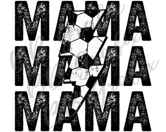 Digital Png File Soccer Mama Stacked Distressed Lightning Bolt Printable Waterslide Iron On  Sublimation Design INSTANT DOWNLOAD