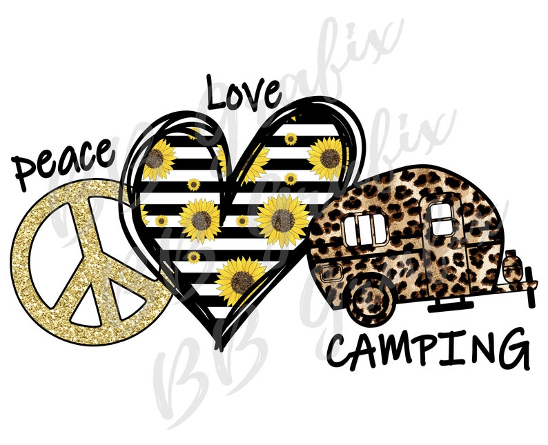 Digital Png File Peace Love Camping Heart Leopard Summer ...
