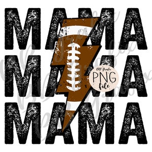 Digital Png File Football Mama Stacked Distressed Lightning Bolt Printable Waterslide Iron On  Sublimation Design INSTANT DOWNLOAD