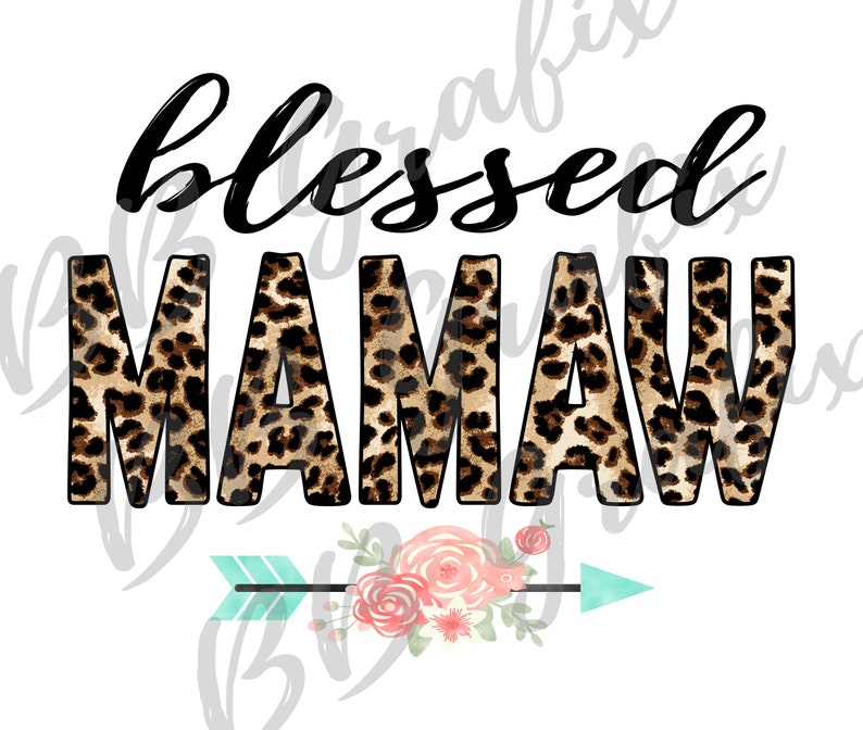 Digital Png File Blessed Mamaw Leopard Cheetah Pale Teal - Etsy
