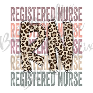 Digital Png File Registered Nurse RN Stacked Cheetah Leopard Printable Waterslide Sticker  Sublimation Design INSTANT DOWNLOAD