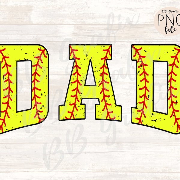 Digital Png File Dad Softball Distressed Printable Clip Art Waterslide Iron On   Sublimation Design INSTANT DOWNLOAD