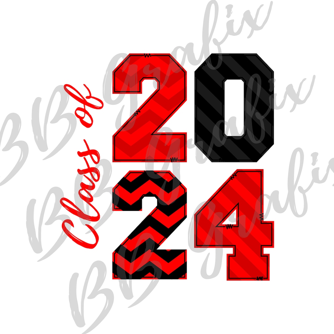 Digital Png File Class of 2024 Red & Black Sublimation Design Grad