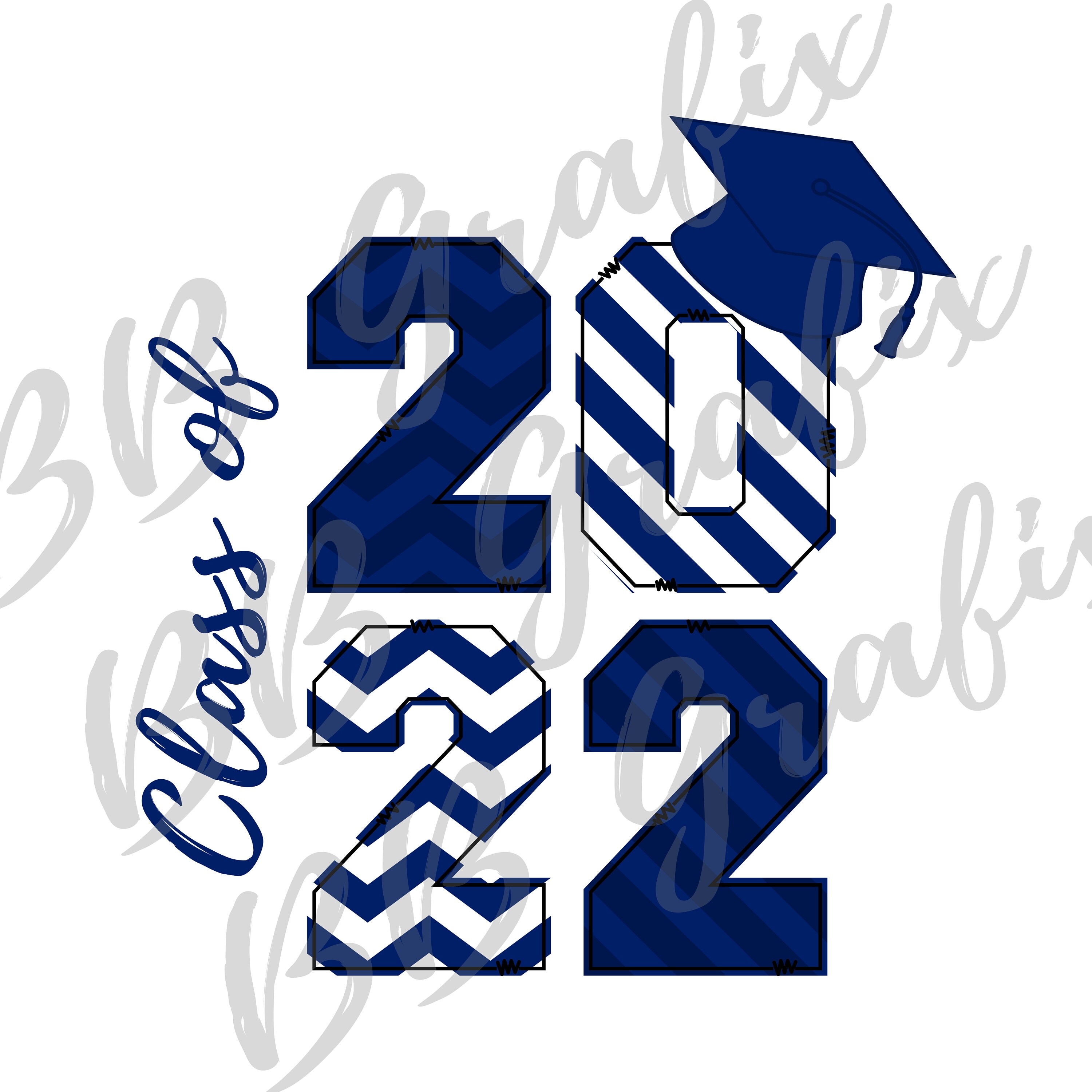 Digital Png File Class of 2022 Navy Blue & White Sublimation | Etsy