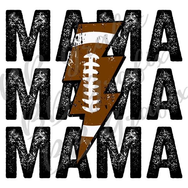 Digital Png File Football Mama Stacked Distressed Lightning Bolt Printable Waterslide Iron On  Sublimation Design INSTANT DOWNLOAD