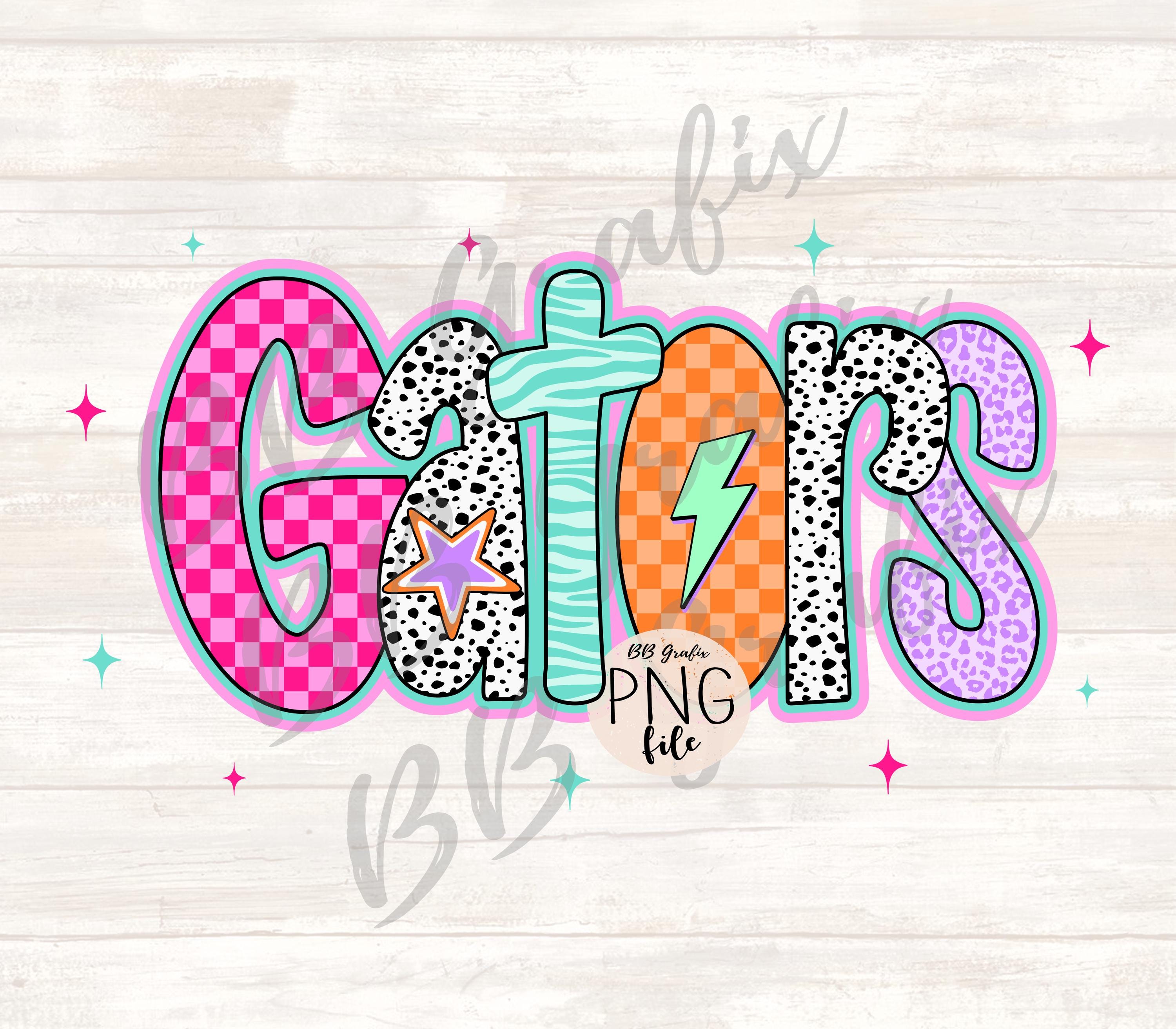Digital Png File Gators Star Lightning Bolt Checker Dalmatian Doodle Clip Art Printable Dtf Sublimation Design INSTANT DOWNLOAD