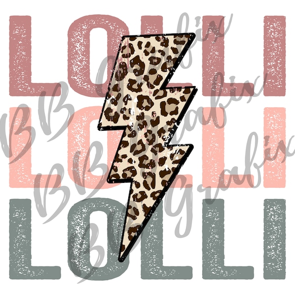 Digital Png File Lolli Stacked Distressed Cheetah Leopard Bolt Printable Waterslide Iron On  Sublimation Design INSTANT DOWNLOAD