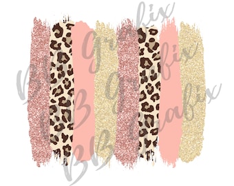 Digital Png File - Brush Stroke Leopard Cheetah Pink Blush Rose  Clip Art Printable Sublimation Design INSTANT DOWNLOAD