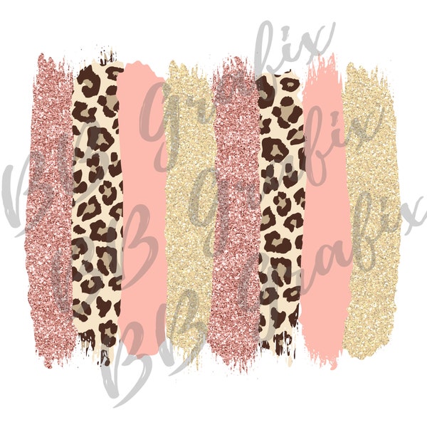 Digital Png File - Brush Stroke Leopard Cheetah Pink Blush Rose  Clip Art Printable Sublimation Design INSTANT DOWNLOAD