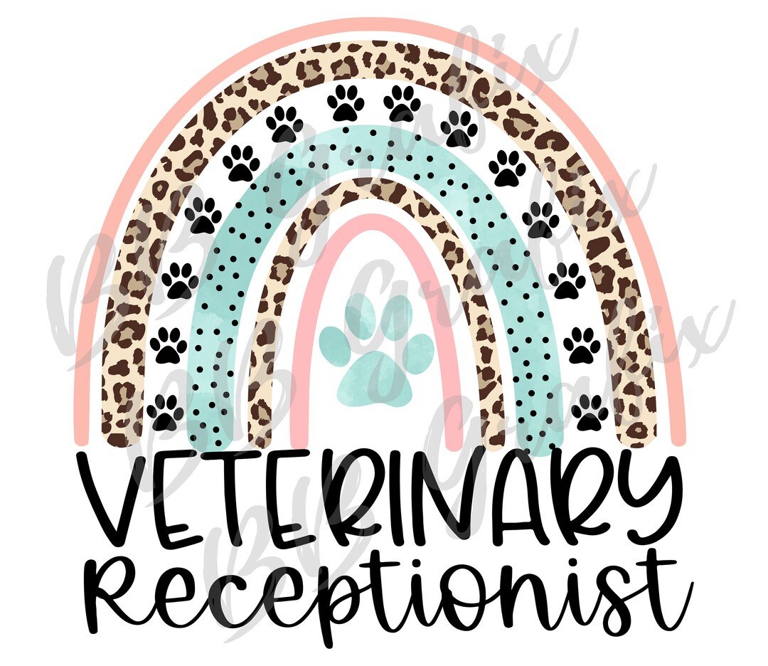 Digital Png File Veterinary Receptionist Rainbow Blush Leopard Cheetah